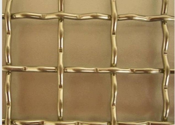 Malla metálica de cobre amarillo de cobre amarillo decorativa de Mesh Screen Square Hole Crimped