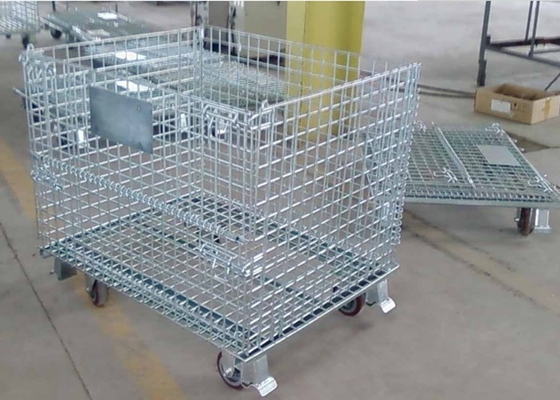 Alambre soldado con autógena plegable Mesh Turnover Box For Warehouse/taller de la perforación rectangular